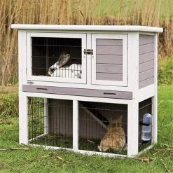 Partyanimal Rabbit Hutch With Sloped Roof; Medium; Gray & White