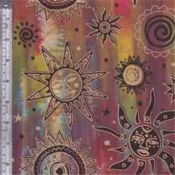 Textile Creations OY-151 Odyssey Fabric; Sun Black Gold On Red; Multi; 15 yd.