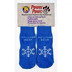 Woodrow Wear Power Paws 06-08 3X-Large Traction Dog Socks in Blue with White Snowflake