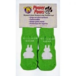 Woodrow Wear Power Paws 08-03 Small Traction Dog Socks in Green with White Bunny