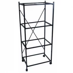 YML 4134BLK Four Shelf Stand for Small Bird Breeding Cages in Black