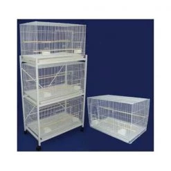 YML 4x2474WHT and 1x4164WHT Lot of 4 Medium Breeding Cages with One 3 Tie Stand in White