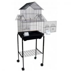 YML 5844-4814BLK Pagoda Small Bird Cage with Stand in Black