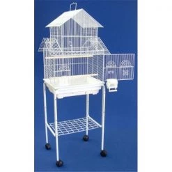 YML 5844-4814WHT Pagoda Small Bird Cage with Stand in White