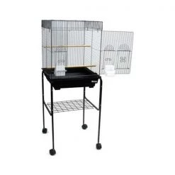 YML 5924-4814BLK Flat Top Small Bird Cage with Black Stand in Black