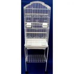 YML 6804-4814WHT Shall Top Small Bird Cage with Stand in White