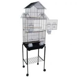 YML 6844-4814BLK Pagoda Top Small Bird Cage with Stand in Black