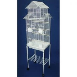 YML 6844-4814WHT Pagoda Top Small Bird Cage with Stand in White