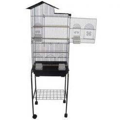 YML 6894-4814BLK Villa Top Small Bird Cage with Stand in Black