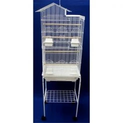 YML 6894-4814WHT Villa Top Small Bird Cage with Stand in White