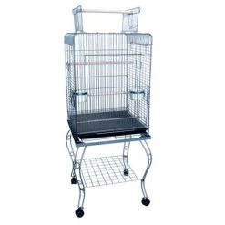 YML 600HCHR 20 in. Open Top Parrot Cage With Stand - Chrome