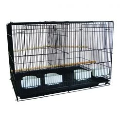 YML 4x2474BLK and 1x4164BLK Lot Of 4 Medium Breeding Cages With One 3 Tie Black Stand - Black