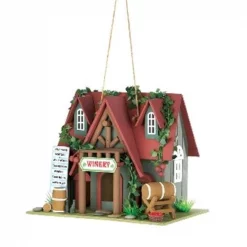 Good Boy Organics Winery Red Roof Wood Cottage Birdhouse