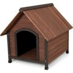 Aspenpet Ruff Hauz 25038 Peak Roof Dog House, 50 to 90 lb Capacity, Wood, Dark Brown