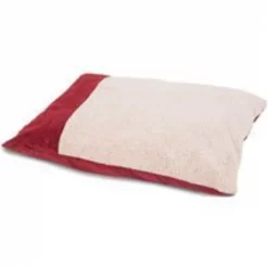 Aspenpet Self-Warming Pillow Bed, Faux Lambs Wool Plush and Wide Wale Corduroy Fabric Cover, Cream/Red
