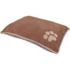 Aspenpet 80388 Shearling Knife Edge Pillow Pet Bed, Micro-Suede/Plush Shearling Trim Cover, Dark Tan
