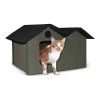 K&H Pet Products Unheated Outdoor Kitty House, X-Wide, Olive/Black 21.5" x 26.5" x 15.5: