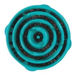 Outward Hound Fun Feeder Slo-Bowl Drop Large Teal 10.8" x 10.8" x 2"