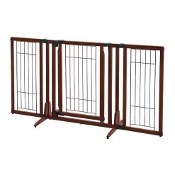 Richell Freestanding Pet Gate Cherry Brown 34"-63"x20.5"-26"x32"