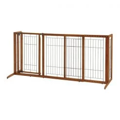 Richell Freestanding Pet Gate with Door, Medium, Brown, 61.8 - 90.2"x24"x28.1"